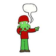 cartoon alien monster man with speech bubble N23