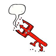 cartoon devil fork with speech bubble N12