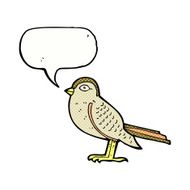cartoon garden bird with speech bubble N46
