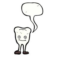 cartoon happy tooth with speech bubble N46