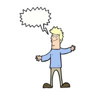cartoon happy man with speech bubble N536