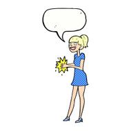 cartoon woman clapping hands with speech bubble N12