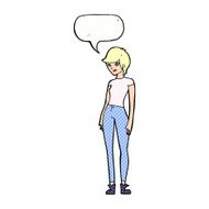 cartoon modern attractive woman with speech bubble N11