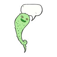 cartoon spooky ghost with speech bubble N55