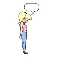 cartoon pretty woman with speech bubble N319