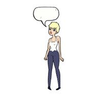 cartoon pretty woman with speech bubble N320