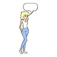 cartoon pretty woman with speech bubble N321