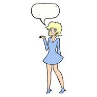 cartoon pretty woman in dress with speech bubble N57