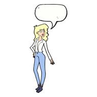 cartoon pretty woman with speech bubble N322