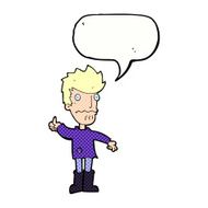 cartoon worried man giving thumbs up symbol with speech bubble N12