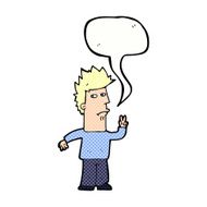 cartoon man giving peace sign with speech bubble N67