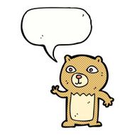 cartoon waving teddy bear with speech bubble N50