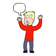 cartoon terrified man with speech bubble N254
