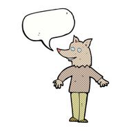 cartoon happy werewolf with speech bubble N8