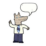cartoon business wolf with idea speech bubble N8