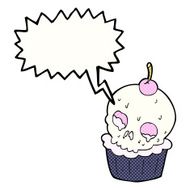 cartoon halloween cup cake with speech bubble N12