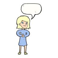 cartoon happy woman with speech bubble N297