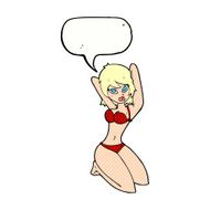 cartoon sexy woman posing with speech bubble N12