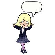 cartoon happy girl with speech bubble N99