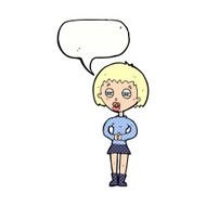 cartoon suspicious girl with speech bubble N11