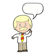 cartoon newsreader man with idea speech bubble N12