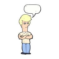 cartoon man with folded arms speech bubble N33