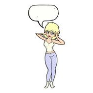 cartoon pretty woman with speech bubble N323