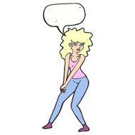 cartoon woman posing with speech bubble N33