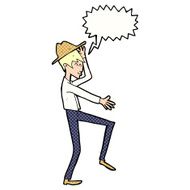 cartoon fashionable man with speech bubble N12