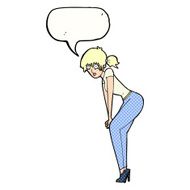 cartoon woman posing with speech bubble N34