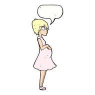 cartoon pregnant woman with speech bubble N23