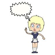 cartoon maid with speech bubble N48
