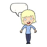 cartoon woman shrugging shoulders with speech bubble N579