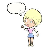 cartoon woman waving with speech bubble N394