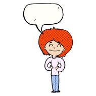cartoon happy woman with speech bubble N298