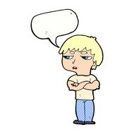 cartoon annoyed boy with speech bubble N47