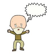 cartoon panicking old man with speech bubble N11