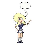 cartoon pretty waitress with speech bubble N11