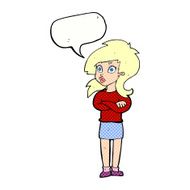 cartoon woman with folded arms speech bubble N35