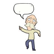 cartoon sad old man pointing with speech bubble N12