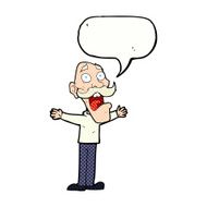cartoon stressed old man with speech bubble N21