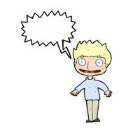 cartoon excited boy with speech bubble N169