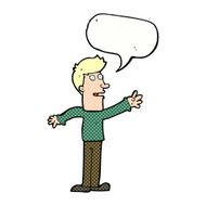 cartoon man reaching with speech bubble N12