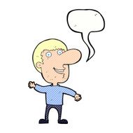 cartoon waving man with speech bubble N45