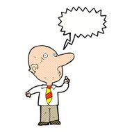 cartoon bald man asking question with speech bubble N11