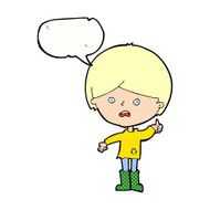 cartoon unhappy boy with speech bubble N70