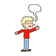cartoon happy man reaching with speech bubble N12