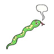cartoon hissing snake with speech bubble N34