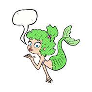 cartoon pretty mermaid with speech bubble N43