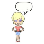 cartoon woman with hands on hips speech bubble N256